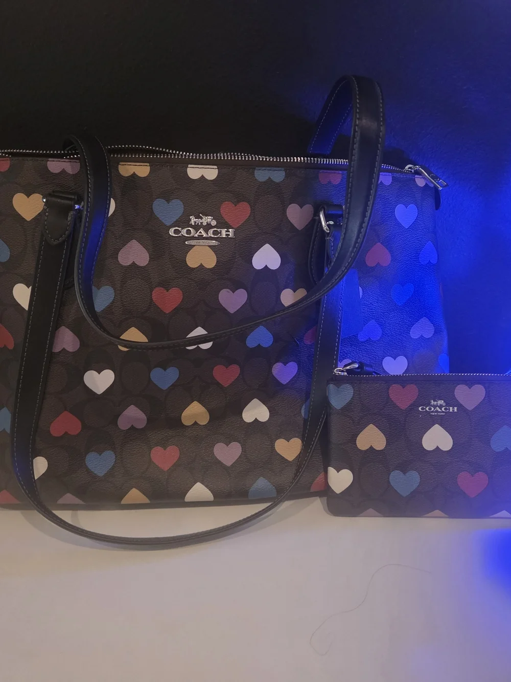 COACH Multicolor Heart Print Tote Bag